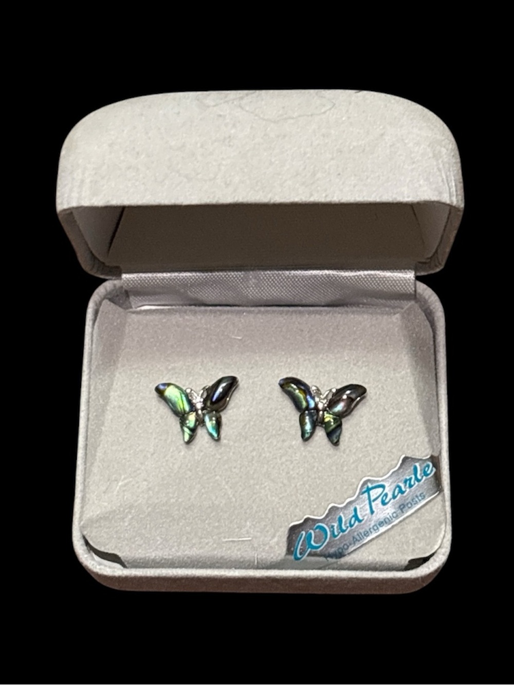 Wild Pearl Abalone Butterfly Stud Earrings - Picture 3 of 4
